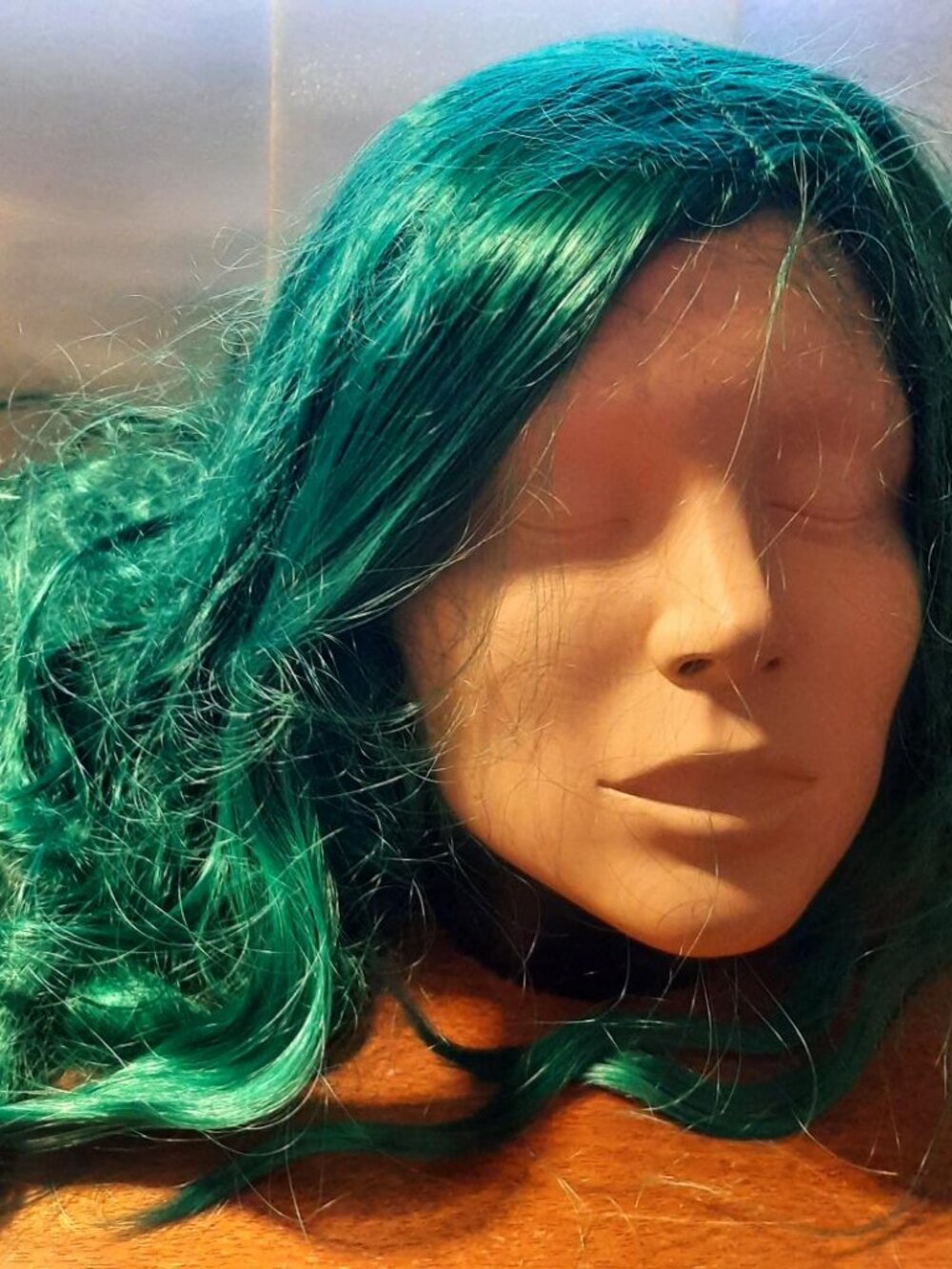 NEW ! Women Long 28 Inch Wig Curly Green